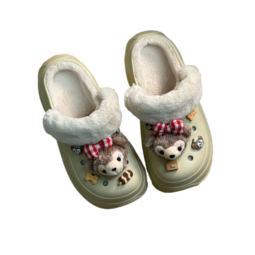 毛絨洞洞鞋女冬天外穿防滑厚底增高棉拖鞋踩屎感加絨保暖棉鞋 毛絨洞洞鞋女冬天外穿防滑厚底增高棉拖鞋踩屎感加絨保暖棉鞋