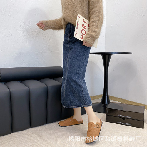 新款復古勃肯鞋夏季外穿釣魚厚底防滑包頭半拖鞋女軟底懶人鞋