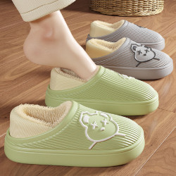 防水棉拖鞋女秋冬季新款室內家居厚底防滑情侶外穿保暖包跟棉鞋男