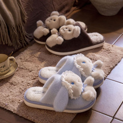 可愛洛麗塔棉拖鞋女冬季新款室內家居保暖卡通ins風學生厚底毛拖