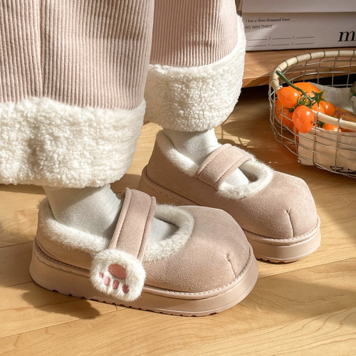 可愛貓爪魔術貼棉鞋女冬季加絨厚底單鞋ins少女心保暖圓頭豆豆鞋 可愛貓爪魔術貼棉鞋女冬季加絨厚底單鞋ins少女心保暖圓頭豆豆鞋