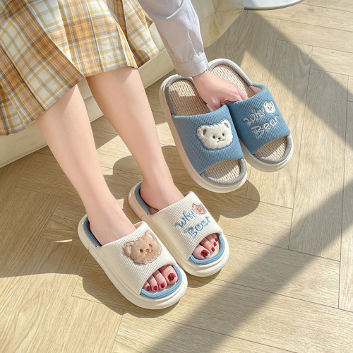 四季亞麻拖鞋女夏季室內居家防滑吸汗可愛卡通情侶厚底靜音拖鞋男 四季亞麻拖鞋女夏季室內居家防滑吸汗可愛卡通情侶厚底靜音拖鞋男