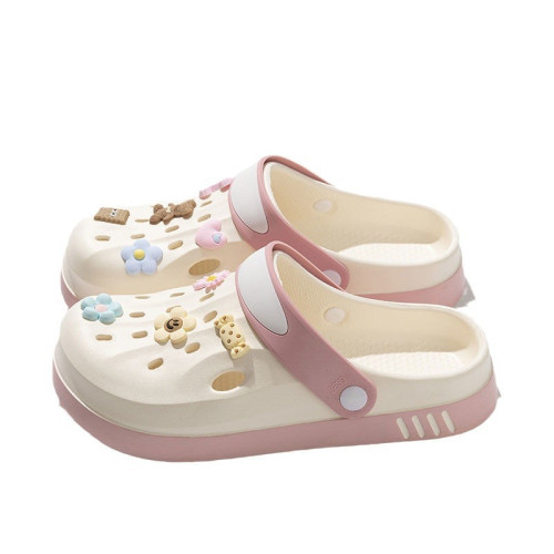 洞洞鞋女款2024新款夏季外穿厚底EVA踩屎感防滑防臭包頭涼拖鞋女