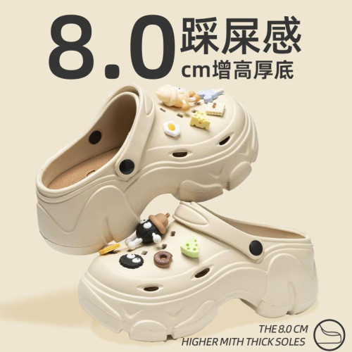 厚底洞洞鞋女夏季2024新款防滑防臭沙灘外穿增高踩屎感包頭涼拖鞋 厚底洞洞鞋女夏季2024新款防滑防臭沙灘外穿增高踩屎感包頭涼拖鞋