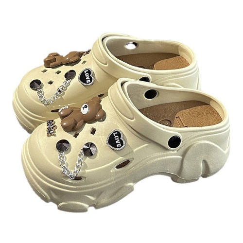 厚底洞洞鞋女夏季2024新款防滑防臭沙灘外穿增高踩屎感包頭涼拖鞋 厚底洞洞鞋女夏季2024新款防滑防臭沙灘外穿增高踩屎感包頭涼拖鞋