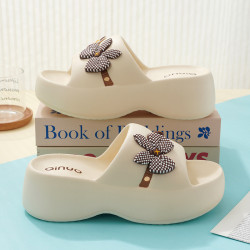 新款拖鞋女防滑EVA增高超厚底居家時尚超軟踩屎感一字拖內外穿