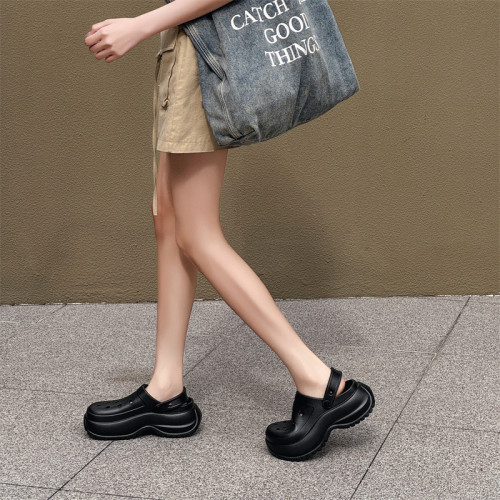 夏季厚底洞洞鞋女外穿增高時尚包頭涼鞋 百搭EVA厚底海邊兩穿拖鞋 夏季厚底洞洞鞋女外穿增高時尚包頭涼鞋 百搭EVA厚底海邊兩穿拖鞋