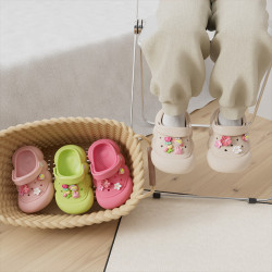 卡通兒童洞洞鞋女夏季外穿防滑中大童小孩防撞包頭綁帶涼拖鞋外穿