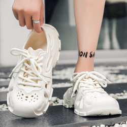 2025新款椰子洞洞鞋鞋男夏季沙灘鞋外穿系帶情侶單鞋鏤空涉水花園