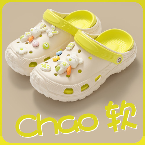 洞洞鞋防滑防腳臭不磨腳女外穿厚底增高卡通涼拖鞋夏季踩屎感拖鞋