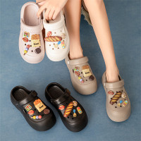 踩屎感洞洞鞋女士拖鞋夏季包頭鞋帶跟外穿女生沙灘鞋eva涼鞋