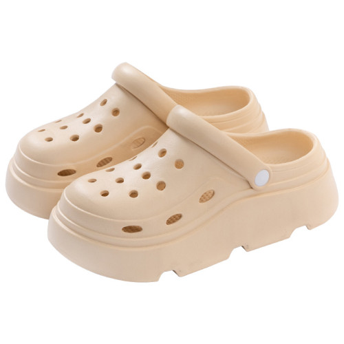 踩屎感洞洞鞋女款夏季2025新款厚底外穿防滑防臭增高包頭半拖鞋女