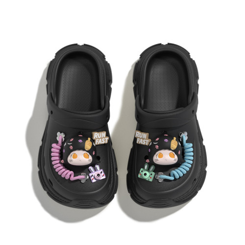 2025年新款鯊魚貝貝DIY洞洞鞋情侶純色綁帶增高鞋底eva春夏涼拖鞋 2025年新款鯊魚貝貝DIY洞洞鞋情侶純色綁帶增高鞋底eva春夏涼拖鞋