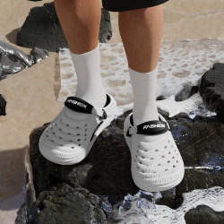 夏季時尚漣漪EVA洞洞鞋鞋墊可拆卸百搭厚底男士居家外穿運動拖鞋