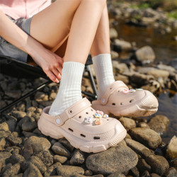 2025新款洞洞鞋女生厚底洞洞鞋女夏季外穿ins沙灘包頭涼拖鞋百搭