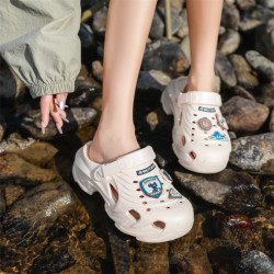 厚底增高洞洞鞋女夏柔軟防滑透氣拖鞋 EVA沙灘外穿防臭耐磨包頭拖