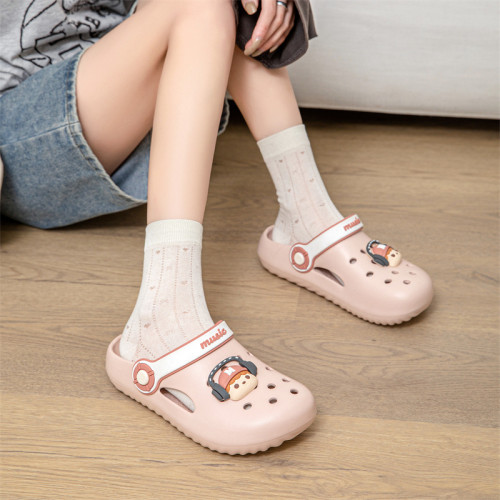 2025洞洞鞋女厚底可愛包頭外穿沙灘鞋踩屎感涼拖鞋家居舒適軟底