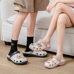 夏季洞洞鞋男款時尚DIY沙灘鞋情侶包頭拖鞋軟底防滑男涼鞋花園鞋