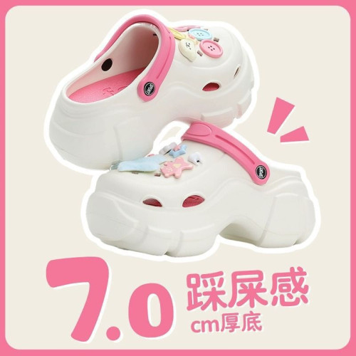 踩屎感厚底洞洞鞋女夏季可愛少女心Y2K多巴胺ins外穿增高EVA拖鞋