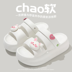 2025新款時尚卡通eva高跟厚底沙灘涼鞋女軟底踩屎感涼拖可愛拖鞋