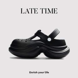 增高厚底洞洞鞋女夏季可外穿防滑沙灘包頭拖鞋時尚百搭eva涼拖鞋