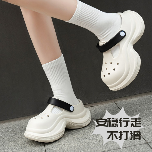 增高厚底洞洞鞋女夏季可外穿防滑沙灘包頭拖鞋時尚百搭eva涼拖鞋