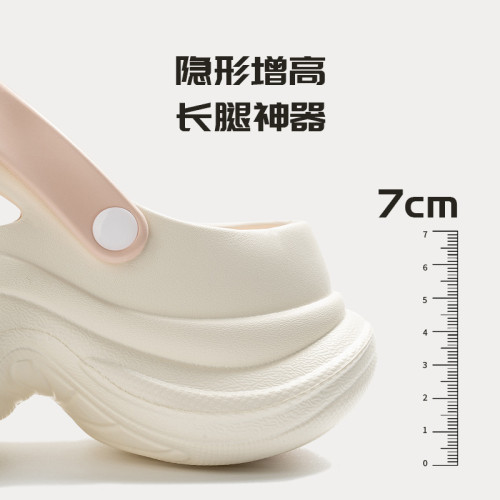 增高厚底洞洞鞋女夏季可外穿防滑沙灘包頭拖鞋時尚百搭eva涼拖鞋