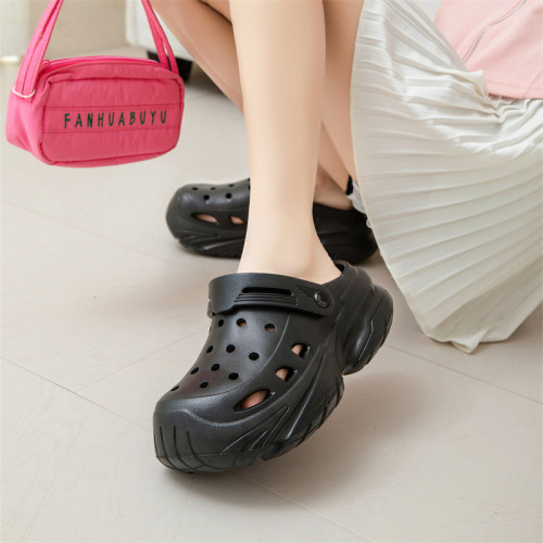 厚底洞洞鞋女夏季外穿增高防滑拖鞋 eva透氣不臭腳耐磨沙灘包頭拖 厚底洞洞鞋女夏季外穿增高防滑拖鞋 eva透氣不臭腳耐磨沙灘包頭拖