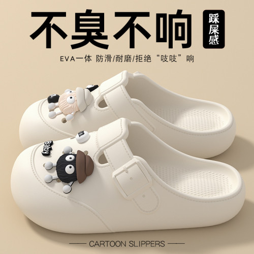 煤球洞洞鞋女款夏季2025新款厚底踩屎感增高防滑包頭勃肯拖鞋外穿