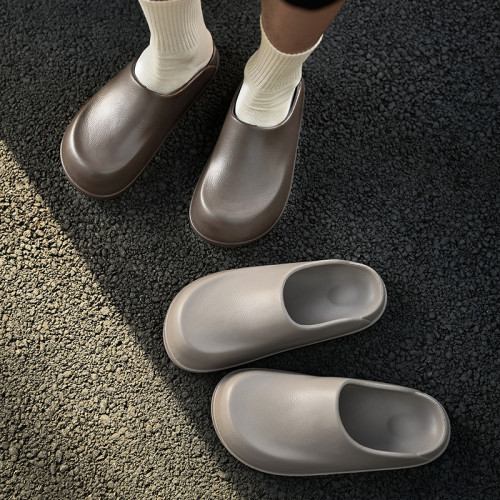 居家廚師鞋女夏季戶外防滑厚底包頭拖鞋室內居家軟底eva穆勒鞋男