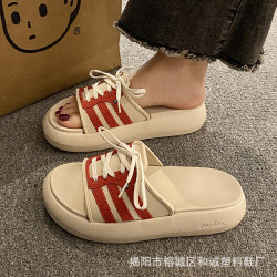 網紅EVA厚底一字拖鞋女外穿2024夏季新款韓版百搭時尚沙灘涼拖鞋