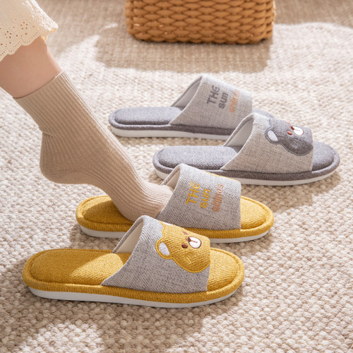 四季通用棉麻布拖鞋女春秋款卡通可愛室內居家地板靜音亞麻拖鞋男 四季通用棉麻布拖鞋女春秋款卡通可愛室內居家地板靜音亞麻拖鞋男
