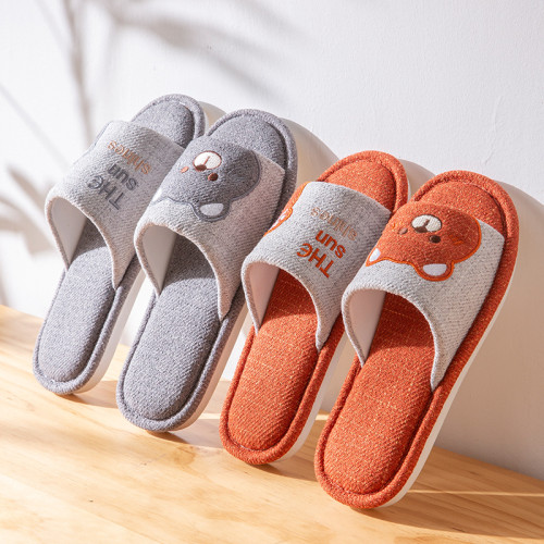 四季通用棉麻布拖鞋女春秋款卡通可愛室內居家地板靜音亞麻拖鞋男 四季通用棉麻布拖鞋女春秋款卡通可愛室內居家地板靜音亞麻拖鞋男