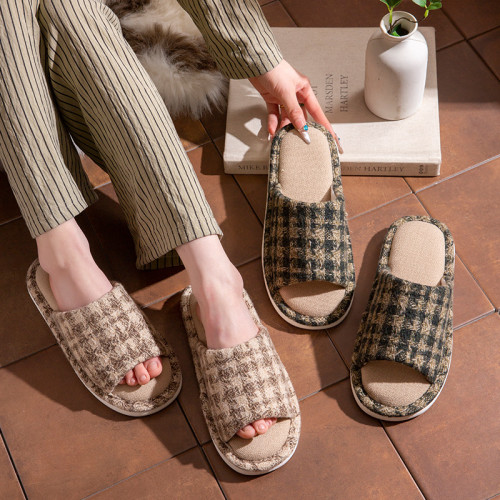 ins小香風亞麻拖鞋女春秋款家用防滑靜音四季居家室內地板拖鞋男 ins小香風亞麻拖鞋女春秋款家用防滑靜音四季居家室內地板拖鞋男