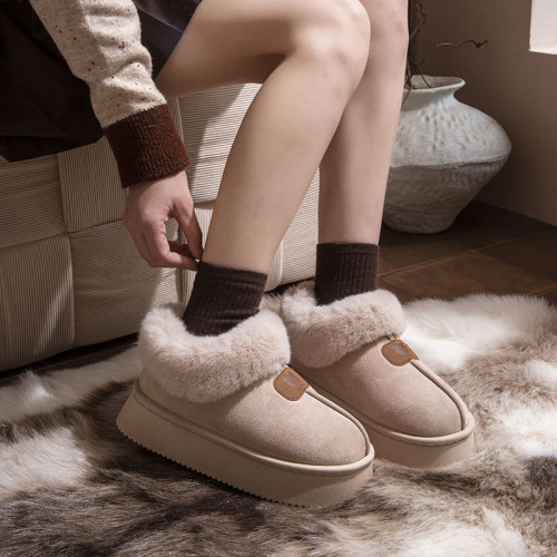 厚底雪地靴女2024冬季新款加絨加厚東北大棉鞋一腳蹬麵包毛毛鞋子 厚底雪地靴女2024冬季新款加絨加厚東北大棉鞋一腳蹬麵包毛毛鞋子