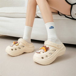 洞洞鞋女款2025新款可愛時尚卡通沙灘鞋夏季厚底增高防滑涼拖鞋女