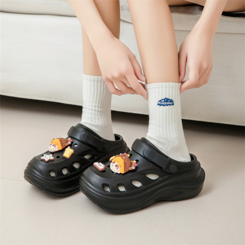 洞洞鞋女款2025新款可愛時尚卡通沙灘鞋夏季厚底增高防滑涼拖鞋女