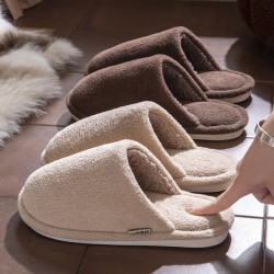 日式靜音地板棉拖鞋男士秋冬季新款居家防滑軟底情侶包頭棉拖鞋女