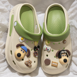 厚底洞洞鞋女夏季外穿2024新款防滑DIY包頭卡通可愛增高涼拖鞋女