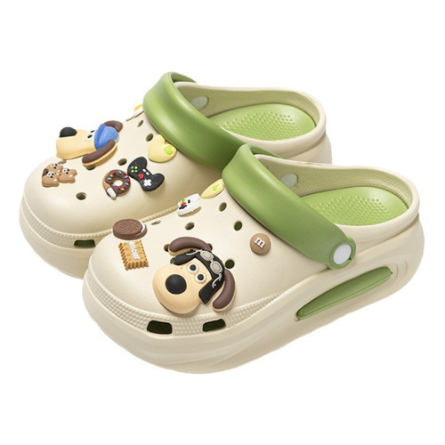 厚底洞洞鞋女夏季外穿2024新款防滑DIY包頭卡通可愛增高涼拖鞋女