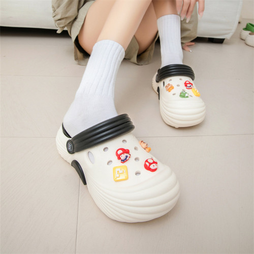 洞洞鞋女夏季戶外旅行厚底沙灘涼拖女生卡通可愛DIY配飾兩穿涼拖 洞洞鞋女夏季戶外旅行厚底沙灘涼拖女生卡通可愛DIY配飾兩穿涼拖