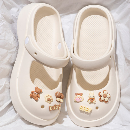 洞洞鞋女款2024新款夏季外穿厚底海邊沙灘防滑踩屎感瑪麗珍涼拖鞋