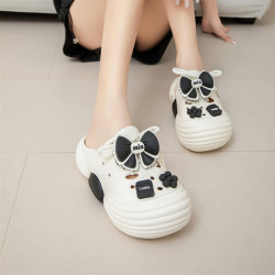 厚底洞洞鞋女2025新款夏季增高厚底踩屎感卡通暴力熊包頭涼拖鞋女