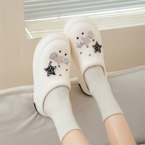 小香風雲朵洞洞鞋女夏新款星星鏈條時尚舒適海邊度假兩穿涼拖鞋女 小香風雲朵洞洞鞋女夏新款星星鏈條時尚舒適海邊度假兩穿涼拖鞋女