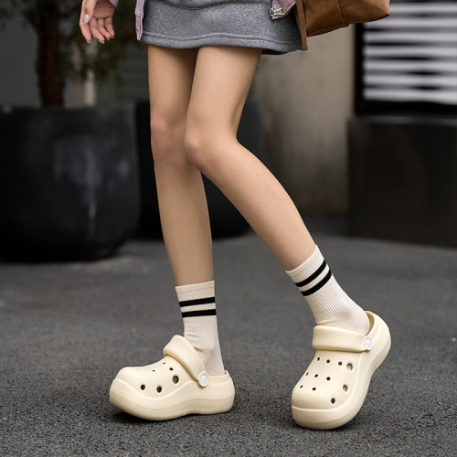 4cm增高洞洞鞋女厚底加厚包頭eva拖鞋夏季外穿防滑透氣防臭腳涼鞋