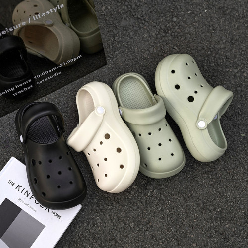 4cm增高洞洞鞋女厚底加厚包頭eva拖鞋夏季外穿防滑透氣防臭腳涼鞋