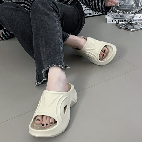 增高跟拖鞋女夏季外穿2025新款時尚一字拖松糕厚底涼拖防滑沙灘鞋