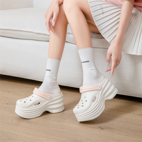 增高洞洞鞋女外穿夏季時尚純色網紅厚底包頭拖鞋松糕跟沙灘涼拖鞋 增高洞洞鞋女外穿夏季時尚純色網紅厚底包頭拖鞋松糕跟沙灘涼拖鞋