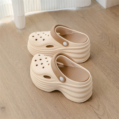 增高洞洞鞋女外穿夏季時尚純色網紅厚底包頭拖鞋松糕跟沙灘涼拖鞋 增高洞洞鞋女外穿夏季時尚純色網紅厚底包頭拖鞋松糕跟沙灘涼拖鞋