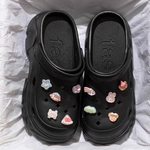 厚底洞洞鞋女士夏季新款外穿防臭eva增高涼鞋海邊沙灘包頭拖鞋女